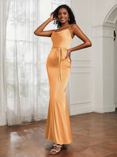 Cowl Neck Mermaid Dress With Sash Tangerine