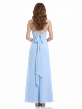 Sweetheart Neck Chiffon Gown with Double Straps Sky Blue