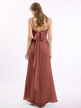 Sweetheart Neck Chiffon Gown with Double Straps Terracotta