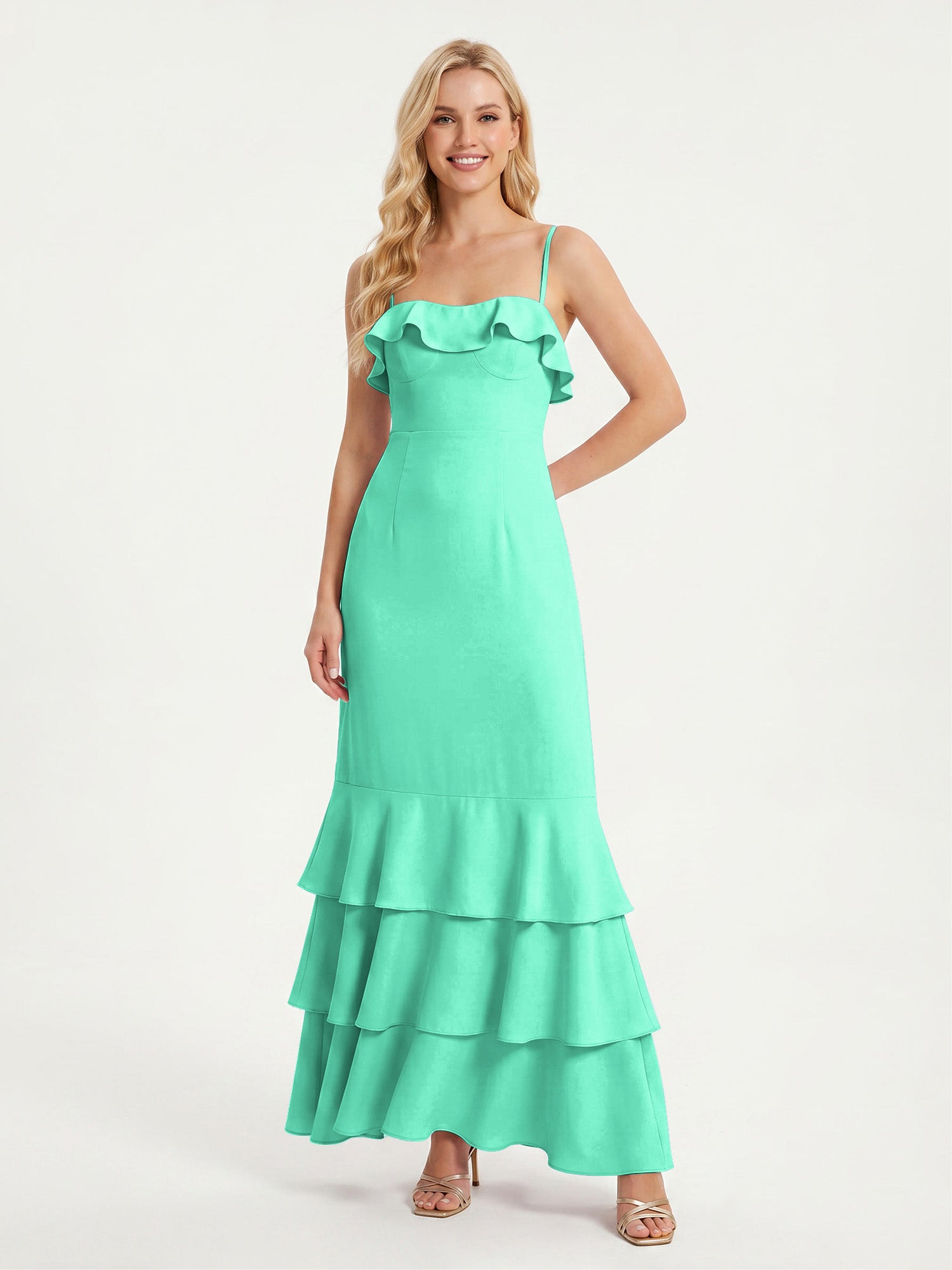 Chiffon Turquoise Bridesmaid Dresses Sweetheart Tea-length Column, Turquoise / US0