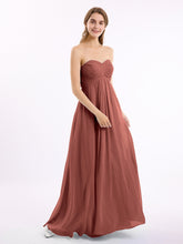 CROSS Pleated Empire Chiffon Dress with Sweetheart Terracotta