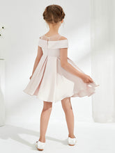 Scoop Off the Shoulder Knee-Length Girl's Dress Rose Petal