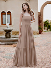 A-Line Bow Ruffle Sleeveless Chiffon Dress Taupe
