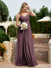 V-neck Spaghetti Straps Bridesmaid Dress With Slit Cabernet