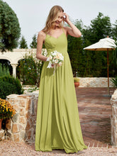 V-neck Spaghetti Straps Bridesmaid Dress With Slit Clover
