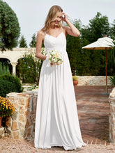 V-neck Spaghetti Straps Bridesmaid Dress With Slit Ivory