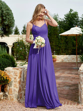 V-neck Spaghetti Straps Bridesmaid Dress With Slit Regency