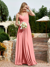 V-neck Spaghetti Straps Bridesmaid Dress With Slit Sunset