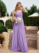 V-neck Spaghetti Straps Bridesmaid Dress With Slit Tahiti
