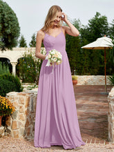 V-neck Spaghetti Straps Bridesmaid Dress With Slit Wisteria