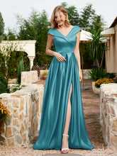 Satin Cap Sleeve Bridesmaid Dress With Pocket Jade