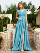 Satin Cap Sleeve Bridesmaid Dress With Pocket Pool