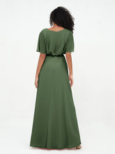 Chiffon Full Length Bridesmaid Dresses with Wrap Olive Green Plus Size