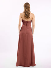 Straight Across Neck Chiffon Bridesmaid Dress Terracotta