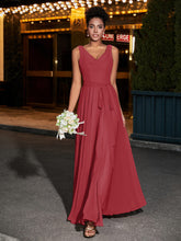 Simple Chiffon Dresses with V Neckline Burgundy