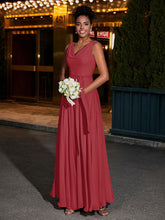 Simple Chiffon Dresses with V Neckline Burgundy Plus Size