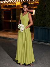 Simple Chiffon Dresses with V Neckline Clover