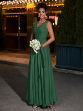 Simple Chiffon Dresses with V Neckline Dark Green