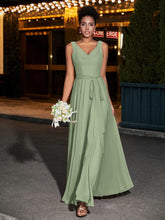 Simple Chiffon Dresses with V Neckline Dusty Sage