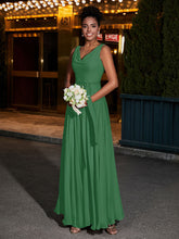 Simple Chiffon Dresses with V Neckline Emerald