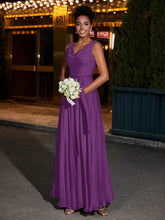 Simple Chiffon Dresses with V Neckline Grape