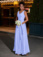 Simple Chiffon Dresses with V Neckline Lavender