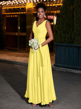 Simple Chiffon Dresses with V Neckline Lemon