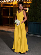 Simple Chiffon Dresses with V Neckline Marigold