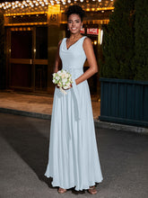 Simple Chiffon Dresses with V Neckline Mist
