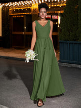 Simple Chiffon Dresses with V Neckline Moss