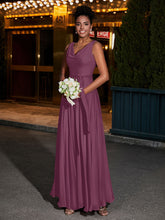 Simple Chiffon Dresses with V Neckline Mulberry
