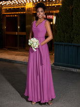 Simple Chiffon Dresses with V Neckline Orchid