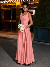 Simple Chiffon Dresses with V Neckline Sunset