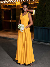 Simple Chiffon Dresses with V Neckline Tangerine