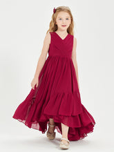 Boho Junior Bridesmaid Dresses Cascading Skirt Burgundy