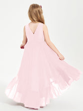 Boho Junior Bridesmaid Dresses Cascading Skirt Blushing Pink