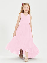 Boho Junior Bridesmaid Dresses Cascading Skirt Candy Pink