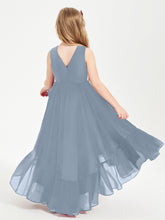 Boho Junior Bridesmaid Dresses Cascading Skirt Dusty Blue
