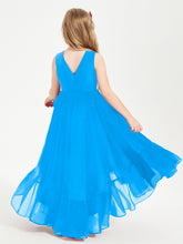 Boho Junior Bridesmaid Dresses Cascading Skirt Ocean Blue