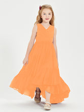 Boho Junior Bridesmaid Dresses Cascading Skirt Orange