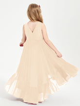 Boho Junior Bridesmaid Dresses Cascading Skirt Peach