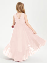 Boho Junior Bridesmaid Dresses Cascading Skirt Pearl Pink