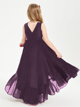 Boho Junior Bridesmaid Dresses Cascading Skirt Plum