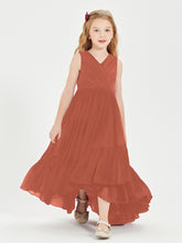 Boho Junior Bridesmaid Dresses Cascading Skirt Rust