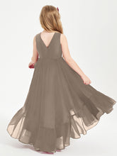 Boho Junior Bridesmaid Dresses Cascading Skirt Taupe