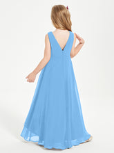 Modern Asymmetrical Junior Bridesmaid Dresses Cowl Neck Blue