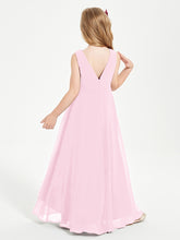Modern Asymmetrical Junior Bridesmaid Dresses Cowl Neck Candy Pink