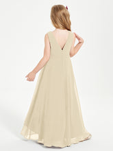 Modern Asymmetrical Junior Bridesmaid Dresses Cowl Neck Champagne