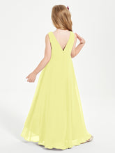 Modern Asymmetrical Junior Bridesmaid Dresses Cowl Neck Daffodil