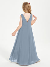 Modern Asymmetrical Junior Bridesmaid Dresses Cowl Neck Dusty Blue